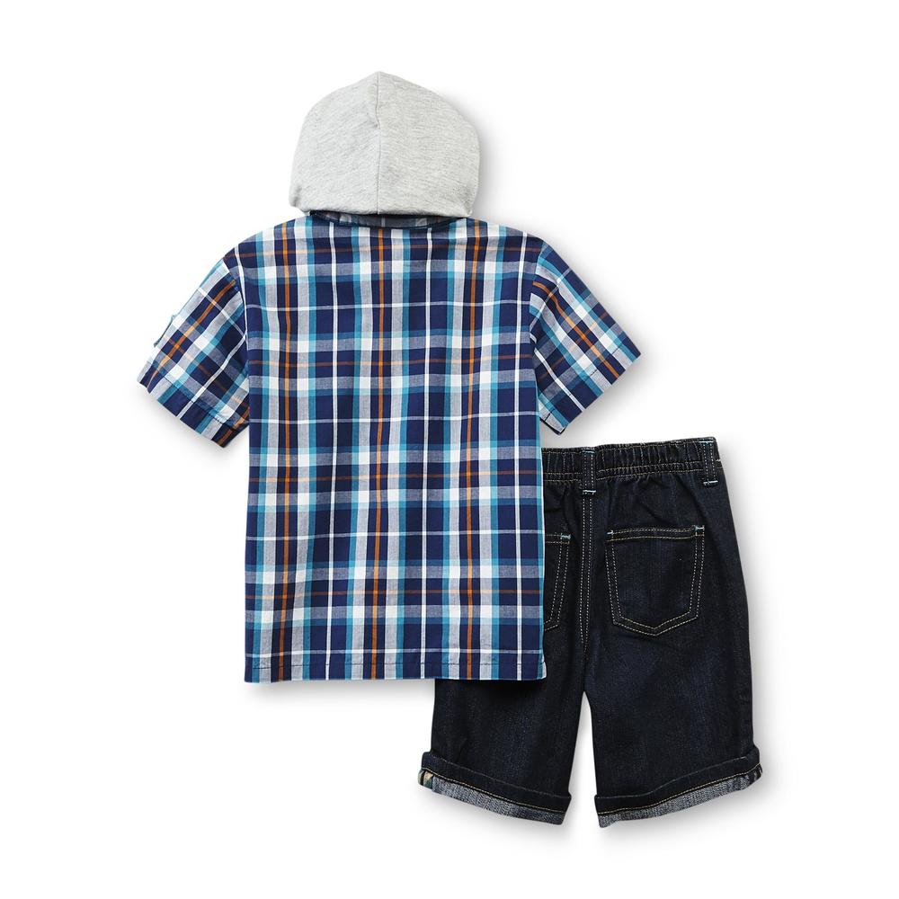 WonderKids Toddler Boy's Hooded Shirt & Shorts - Plaid
