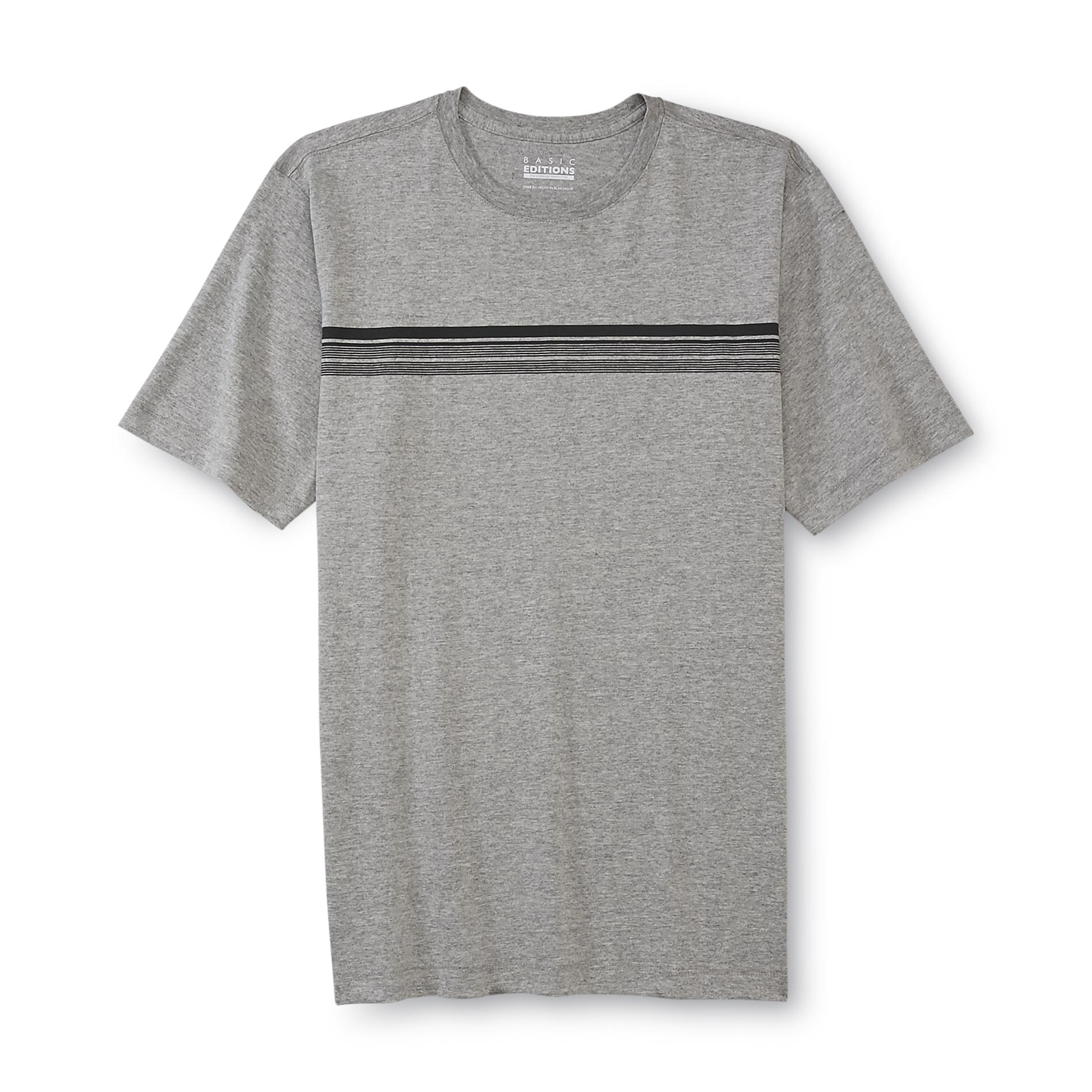 Basic Editions Men's Big & Tall Crew Neck T-Shirt - Heathered & Striped