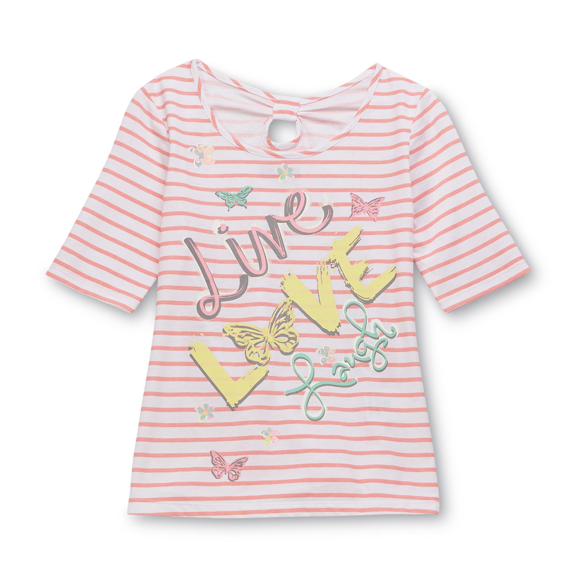 Basic Editions Girl's Keyhole-Back Top - Neon Stripes