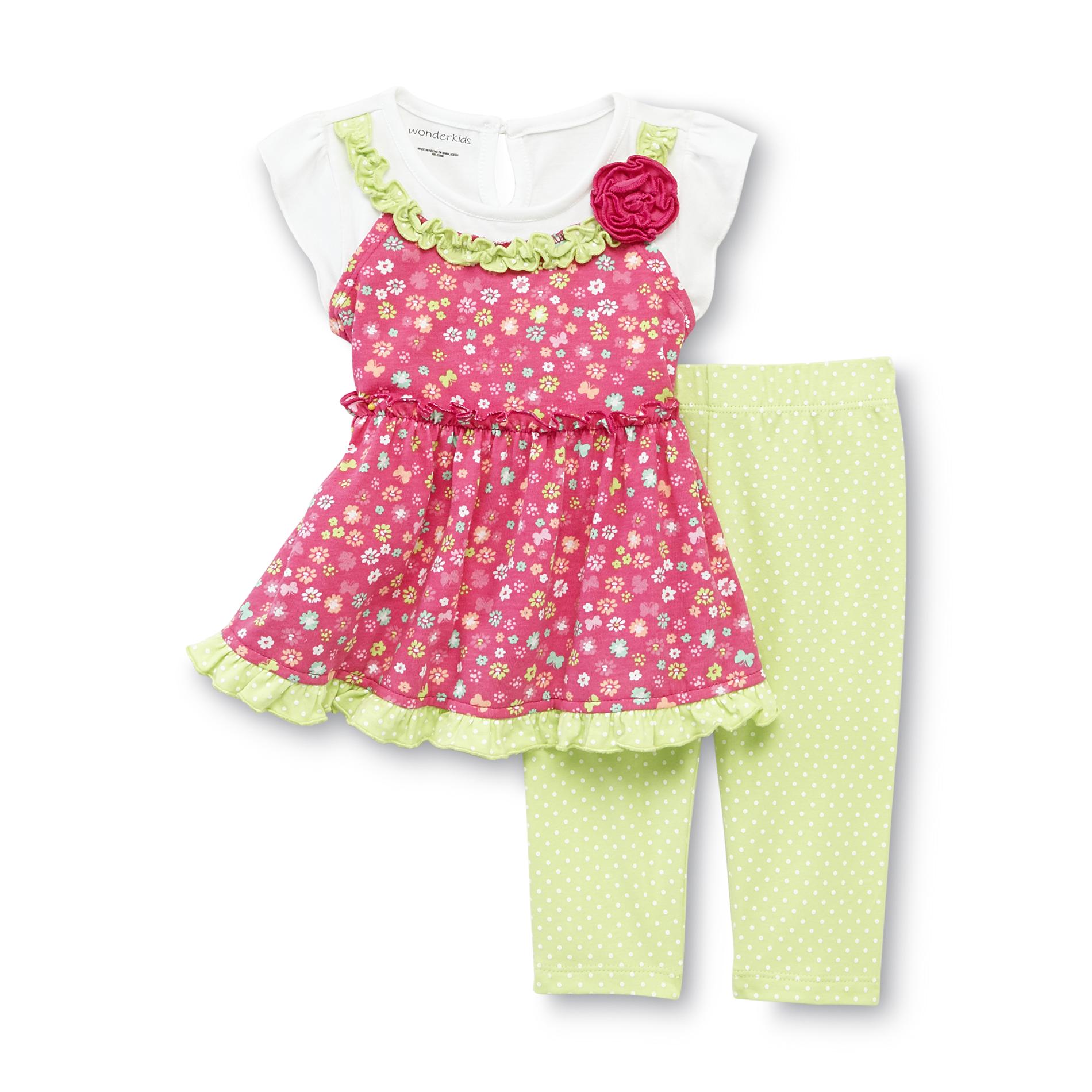 WonderKids Infant Girl's Tunic & Leggings - Floral & Polka Dot