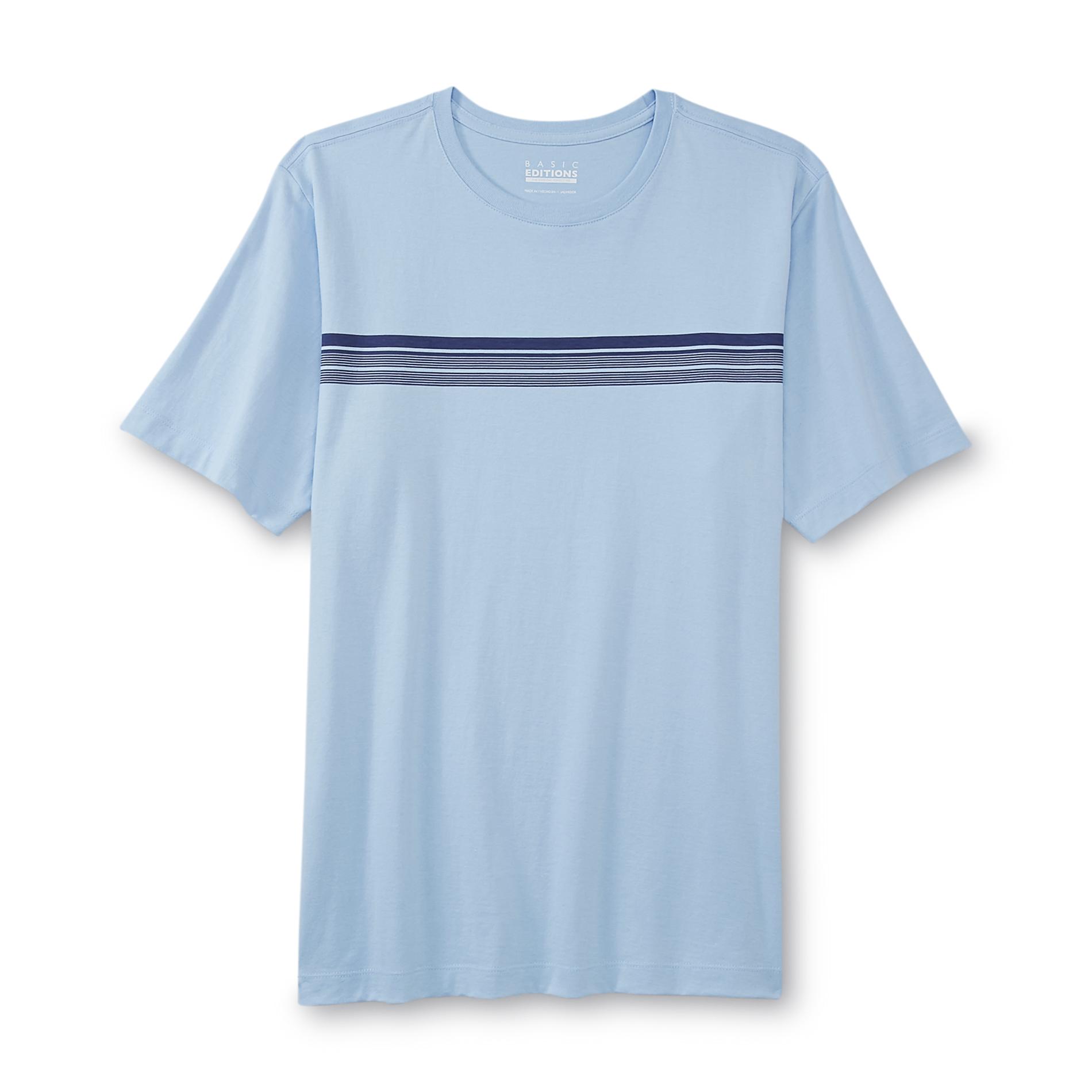 Basic Editions Men's Big & Tall Crew Neck T-Shirt - Chest Stripe