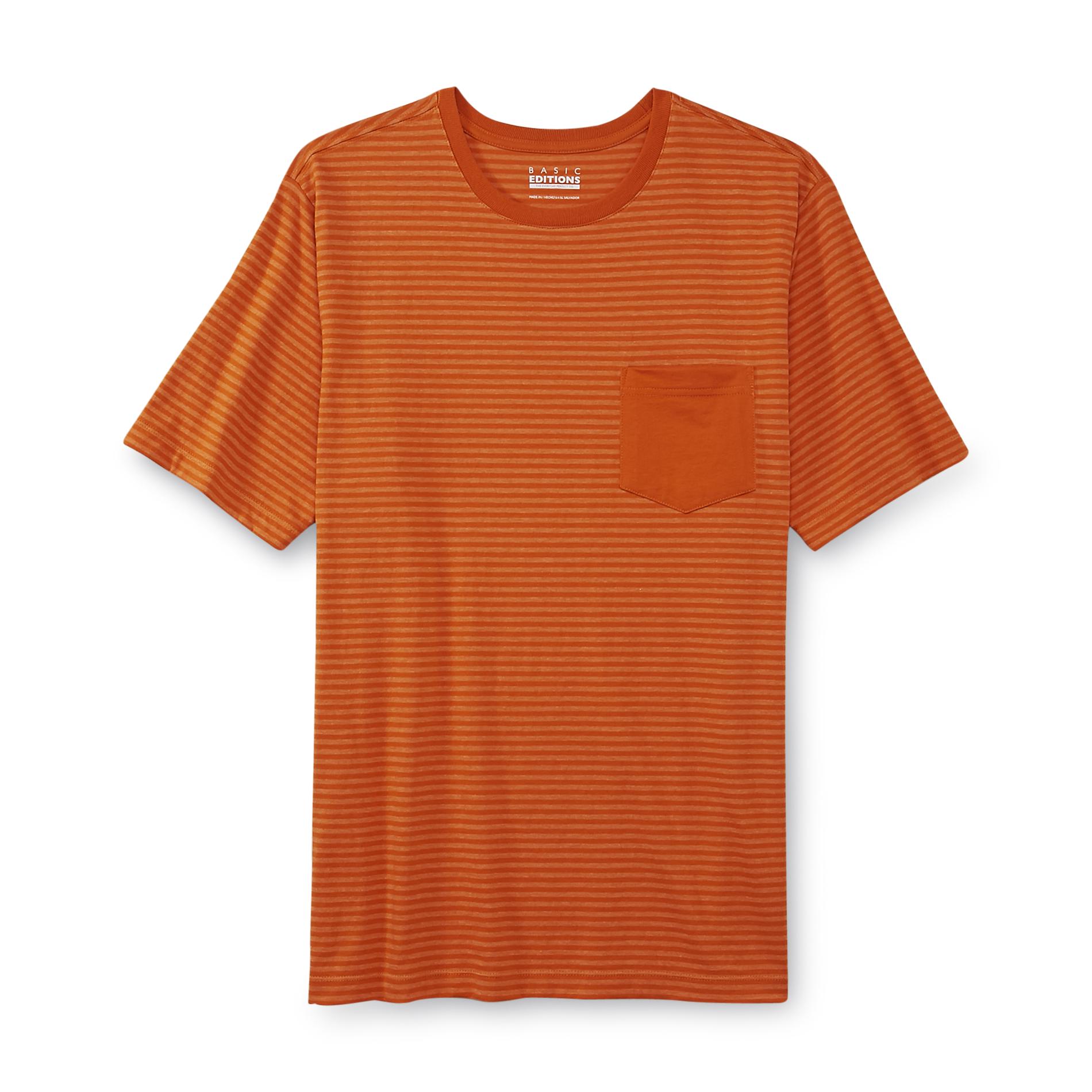 Basic Editions Men's Big & Tall Pocket T-Shirt - Heathered Stripes