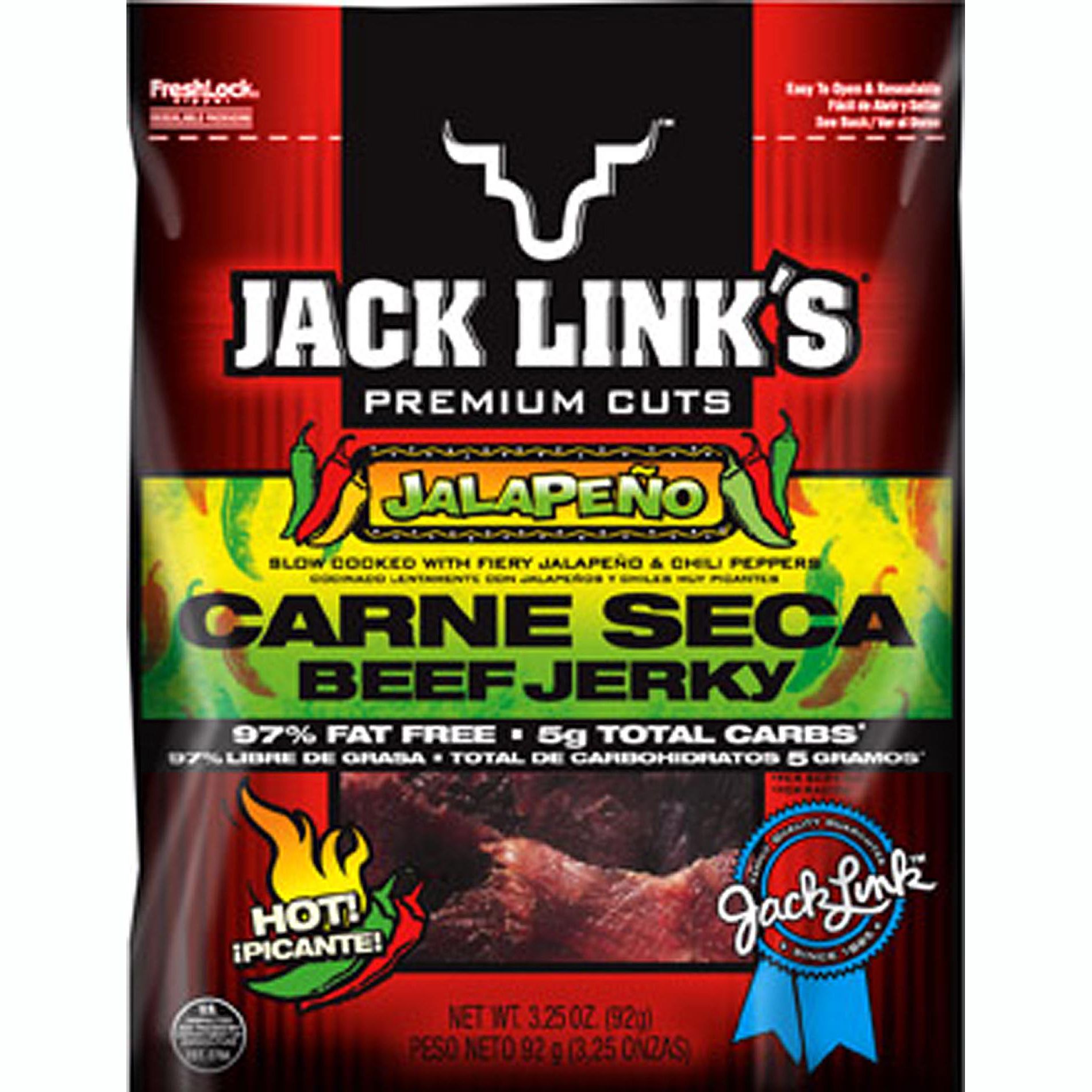Jack Link's Premium Cuts Jalape&#241;o Beef Jerky 3.25 Ounce Resealable Bag