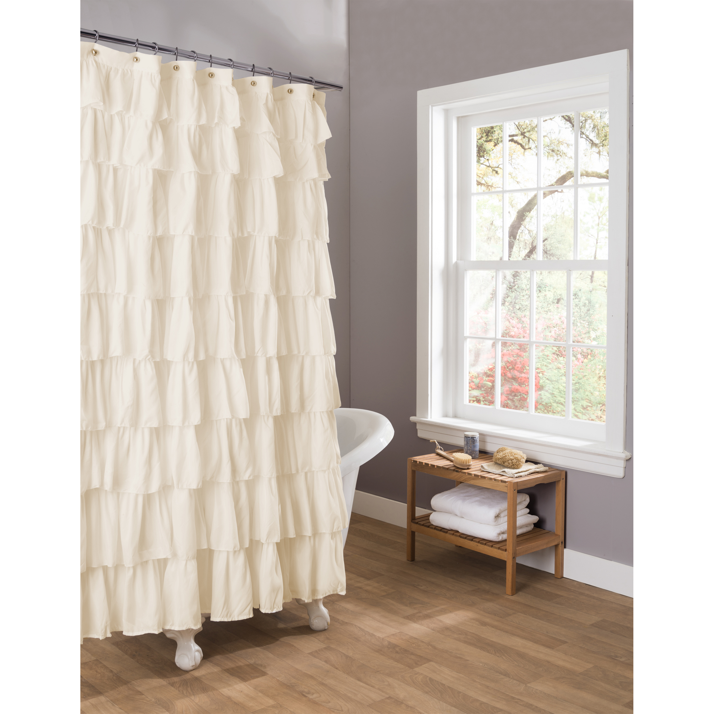 Lush Decor Ruffle Ivory Shower Curtain
