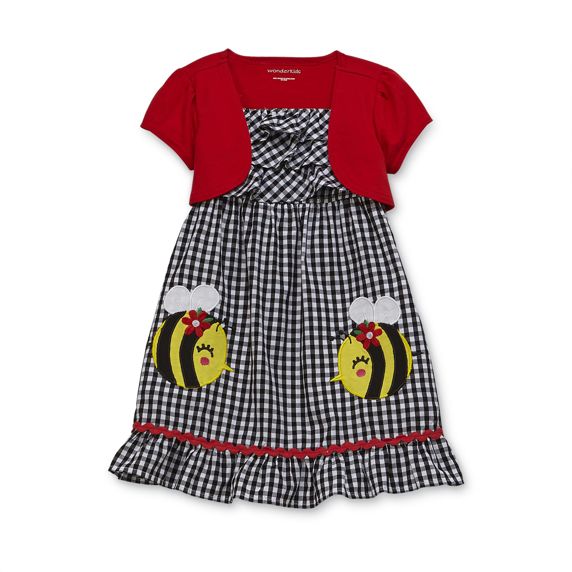 WonderKids Infant & Toddler Girl's Sundress & Shrug - Gingham Bumblebee