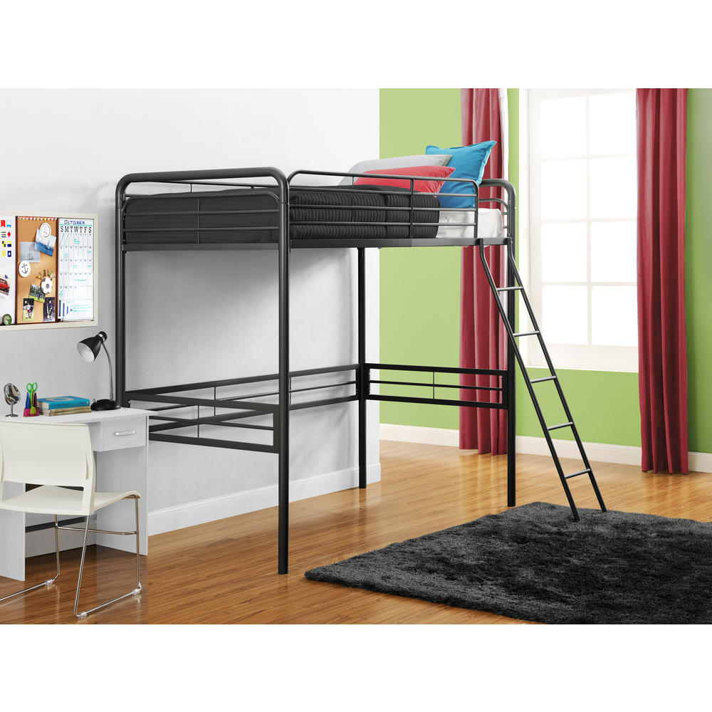 Dorel Home Furnishings Olivia Twin Metal Loft Bed, Black