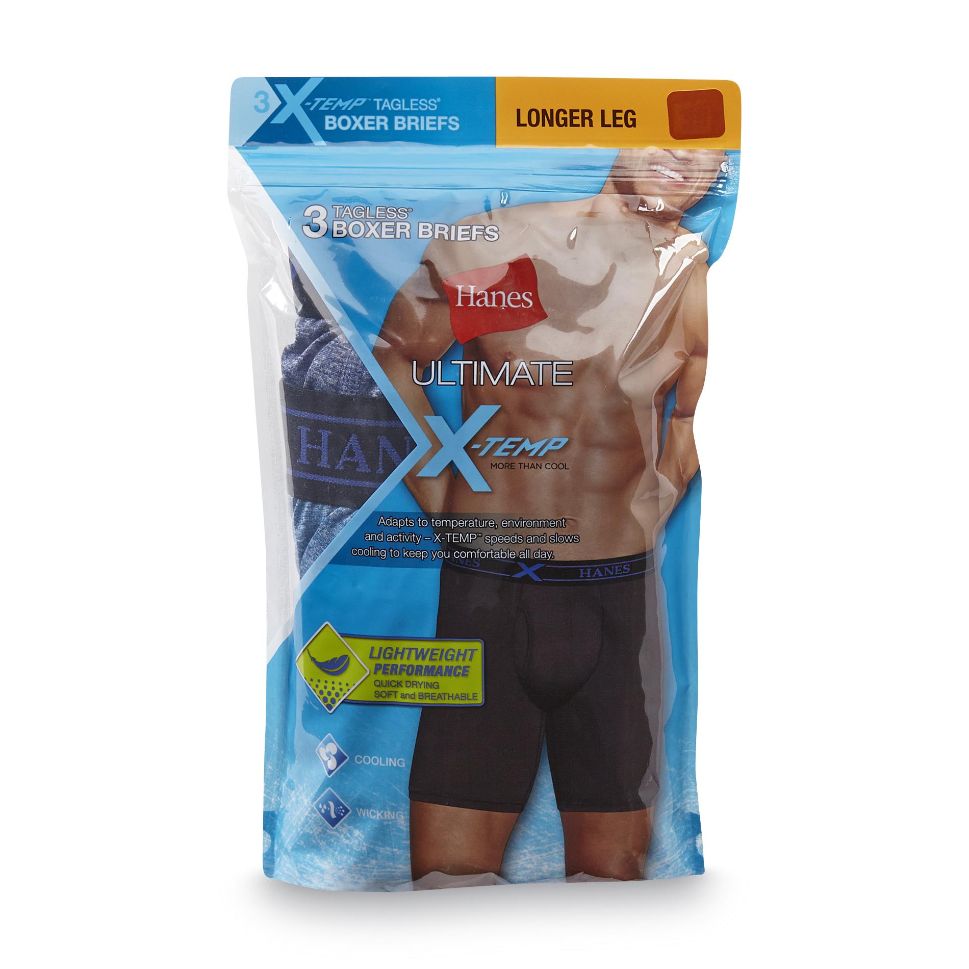 Hanes Men's 3-Pack Longer Leg Ultimate X-Temp Boxer Briefs
