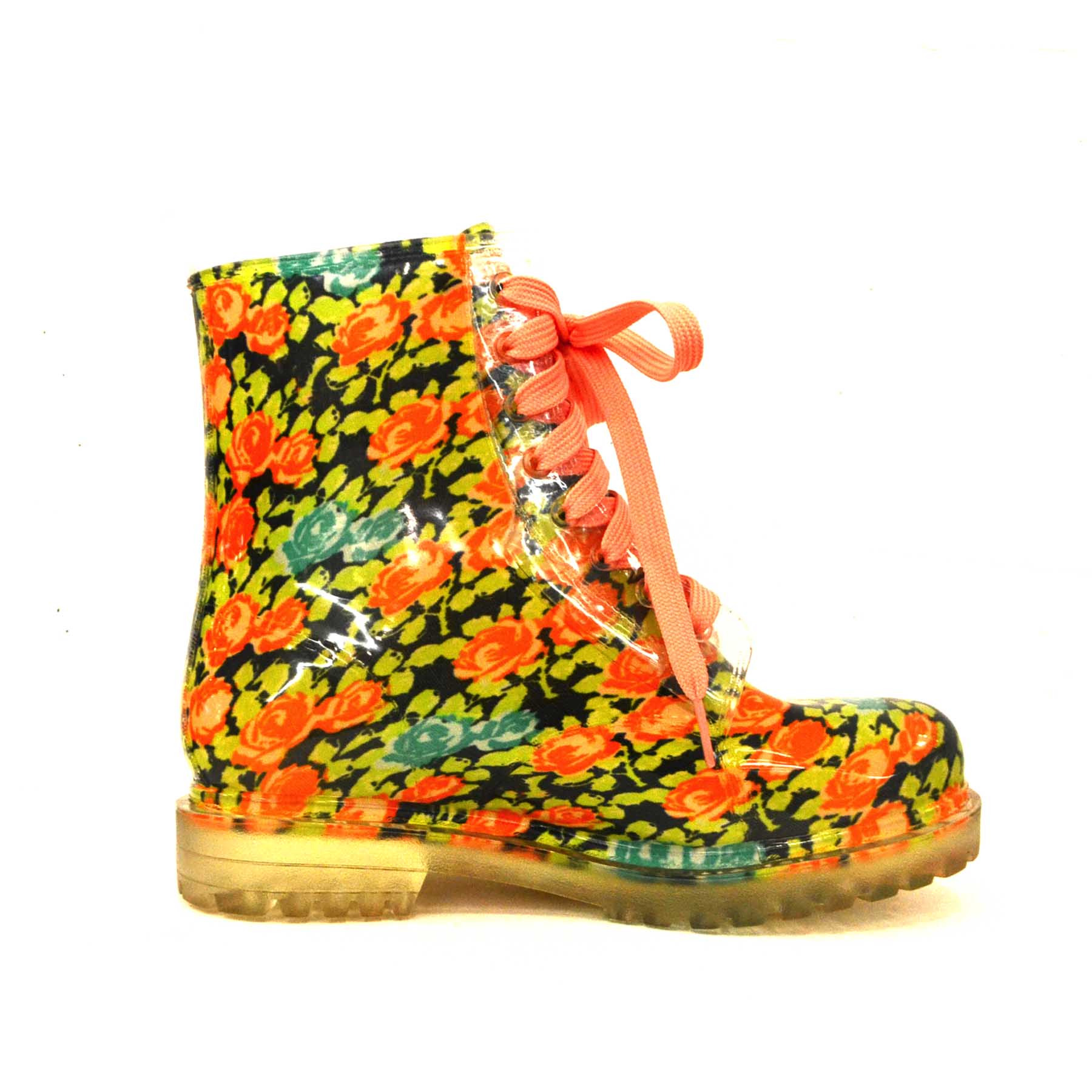 Bongo Junior's Zaria Black/Yellow/Orange/Floral Rain Boot