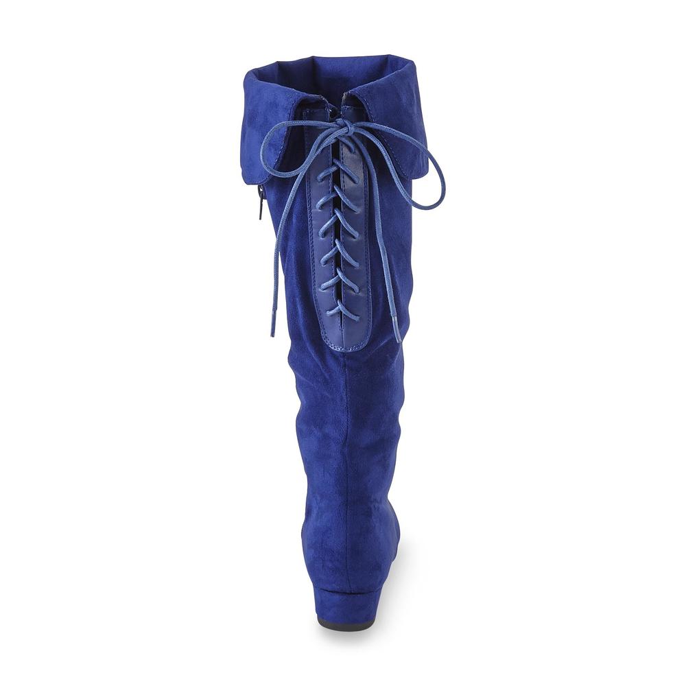 kisses Women's Too Snoop Blue Convertible Cuff Tall Boot