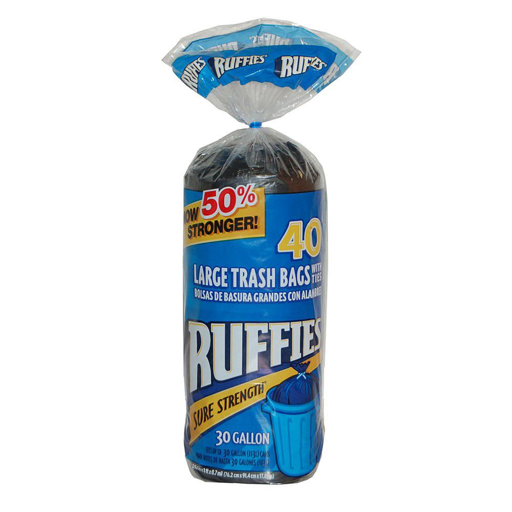 Ruffies Sure Strength 30 Gallon Trash Bags 40 Count
