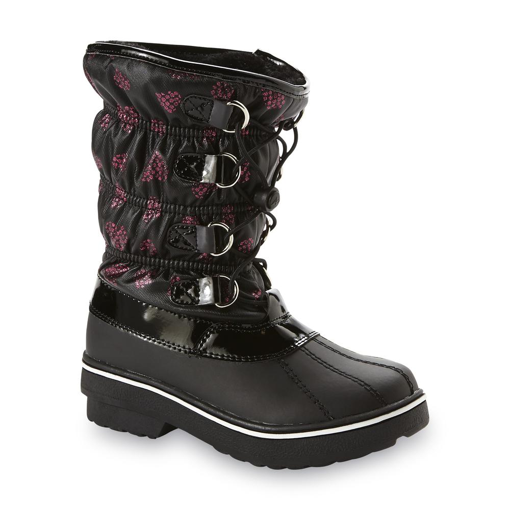Athletech Girl's Addison 8 Black/Pink Hearts Cold Weather Boot