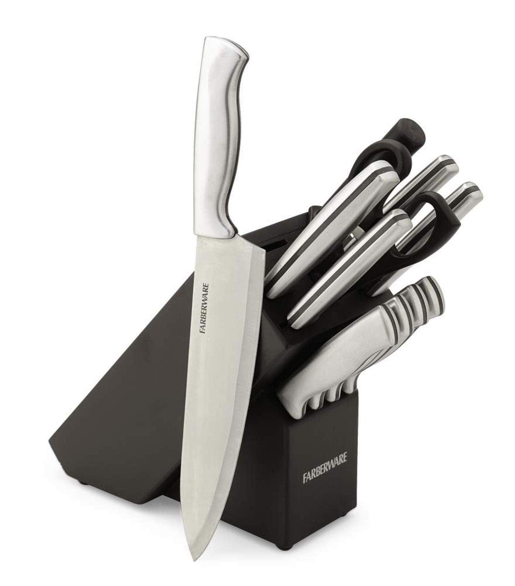 Farberware White 12-Piece Wood Block Cutlery Set