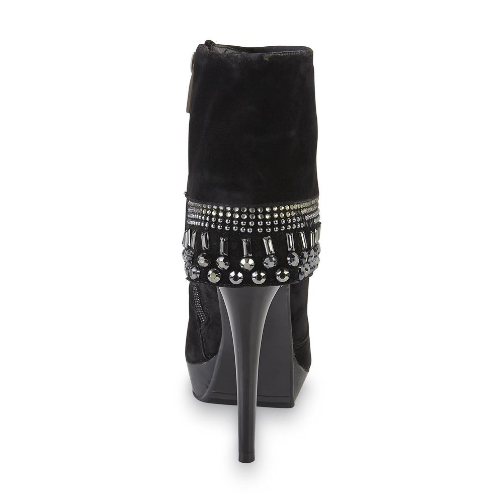 Affinity Women's Stacia Black Jeweled Stiletto Platform Fashion Bootie