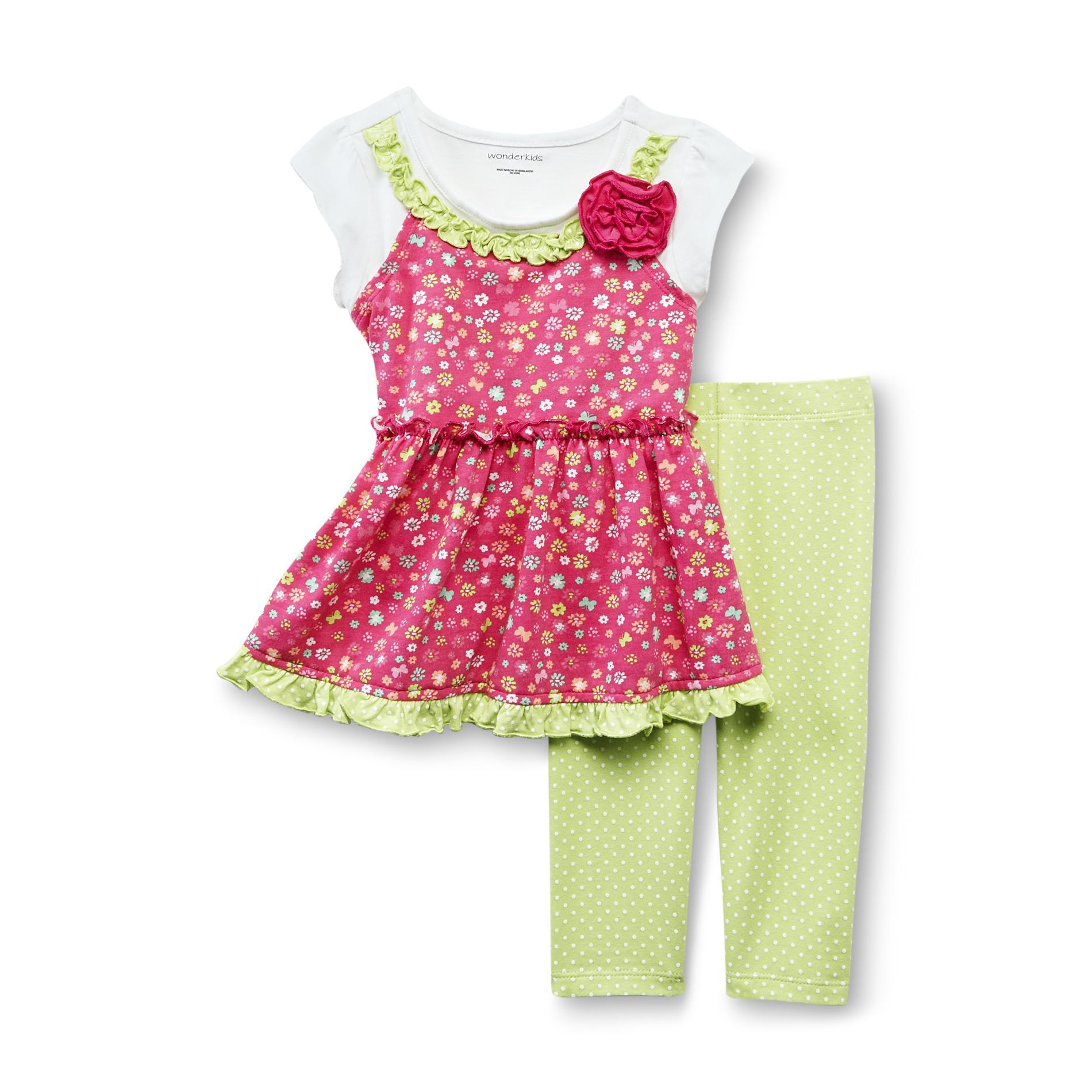WonderKids Toddler Girl's Tunic & Leggings - Floral & Polka Dot