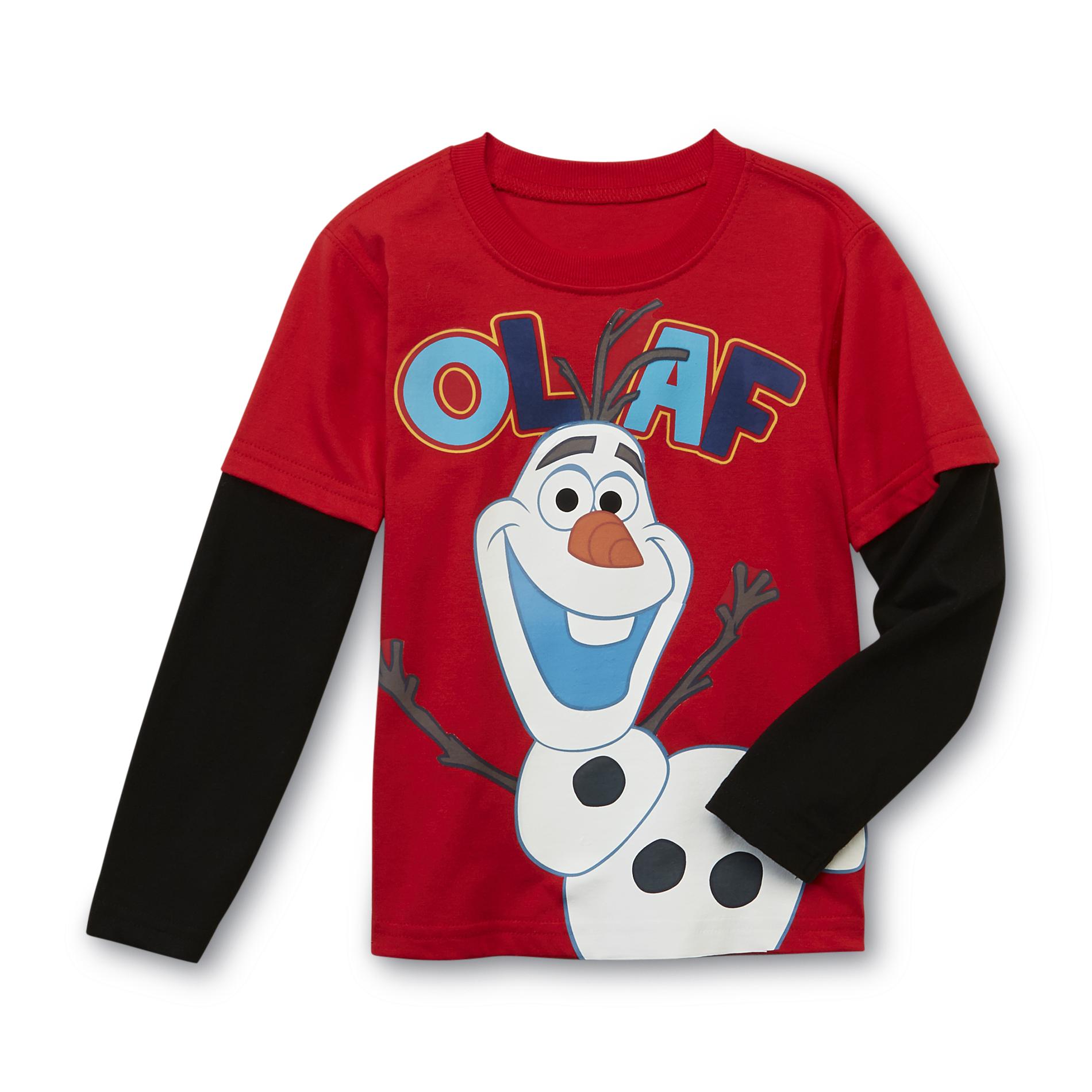 Disney Frozen Toddler Boy's Layered-Look Graphic T-Shirt- Olaf
