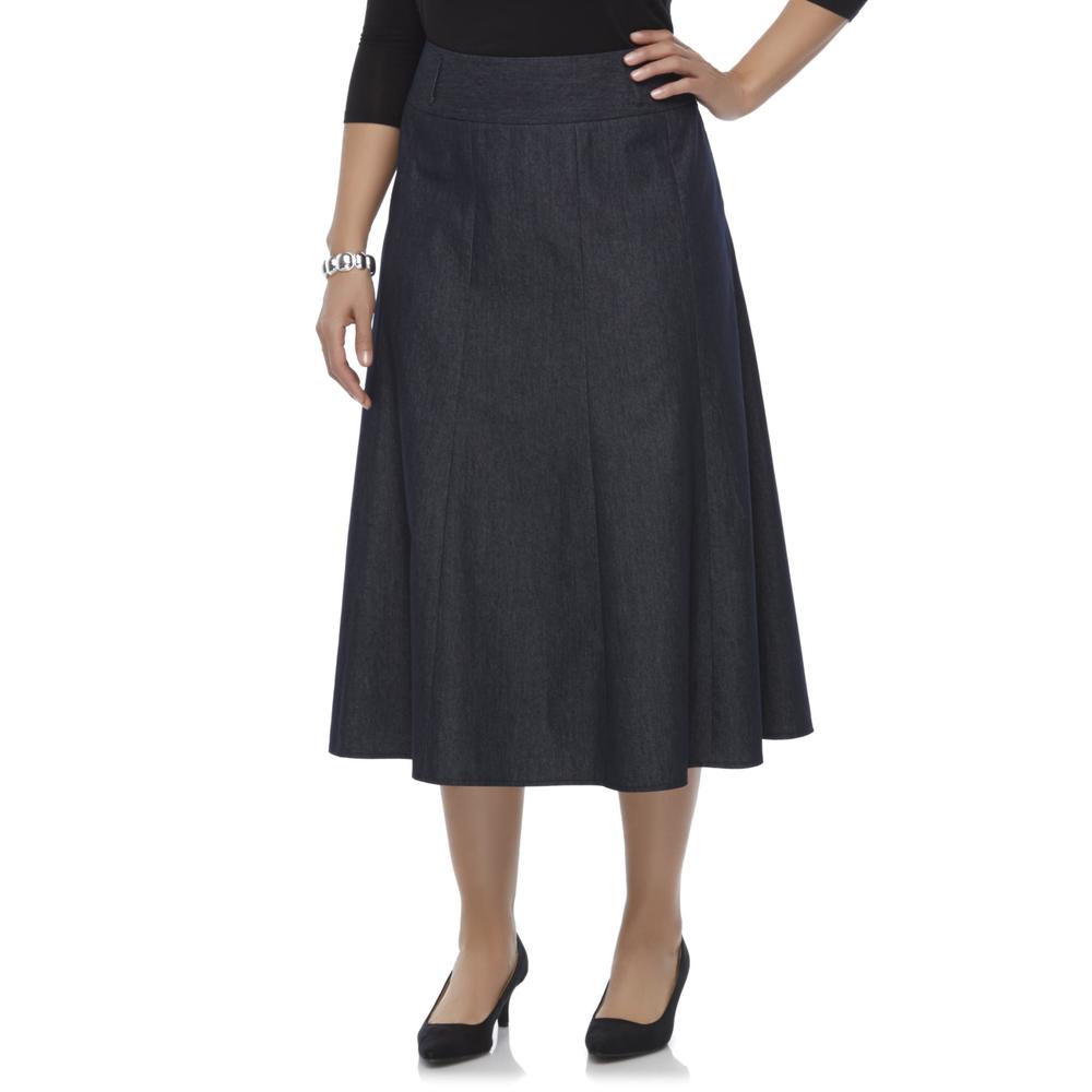 Covington Women's Plus A-Line Skirt - Denim Look