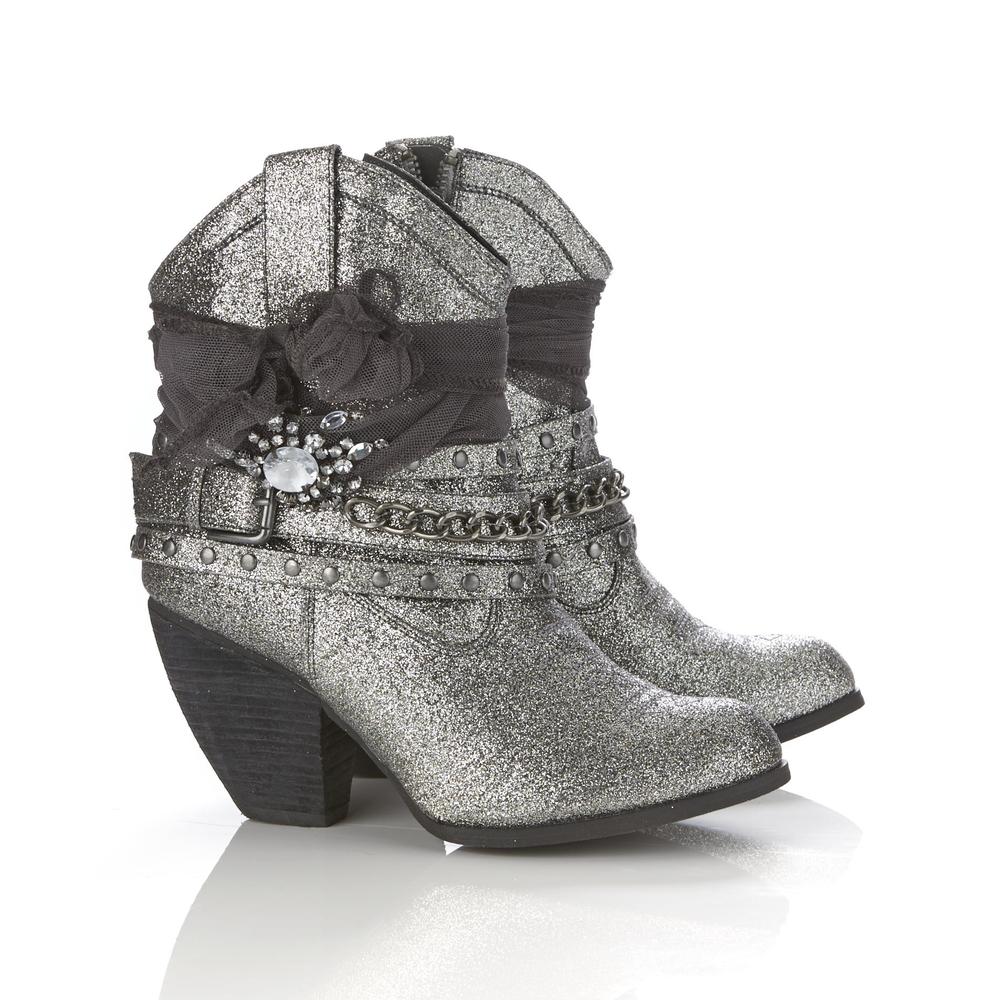 Not Rated Women's Glitzy Trip Gray Glitter Fashion Boot