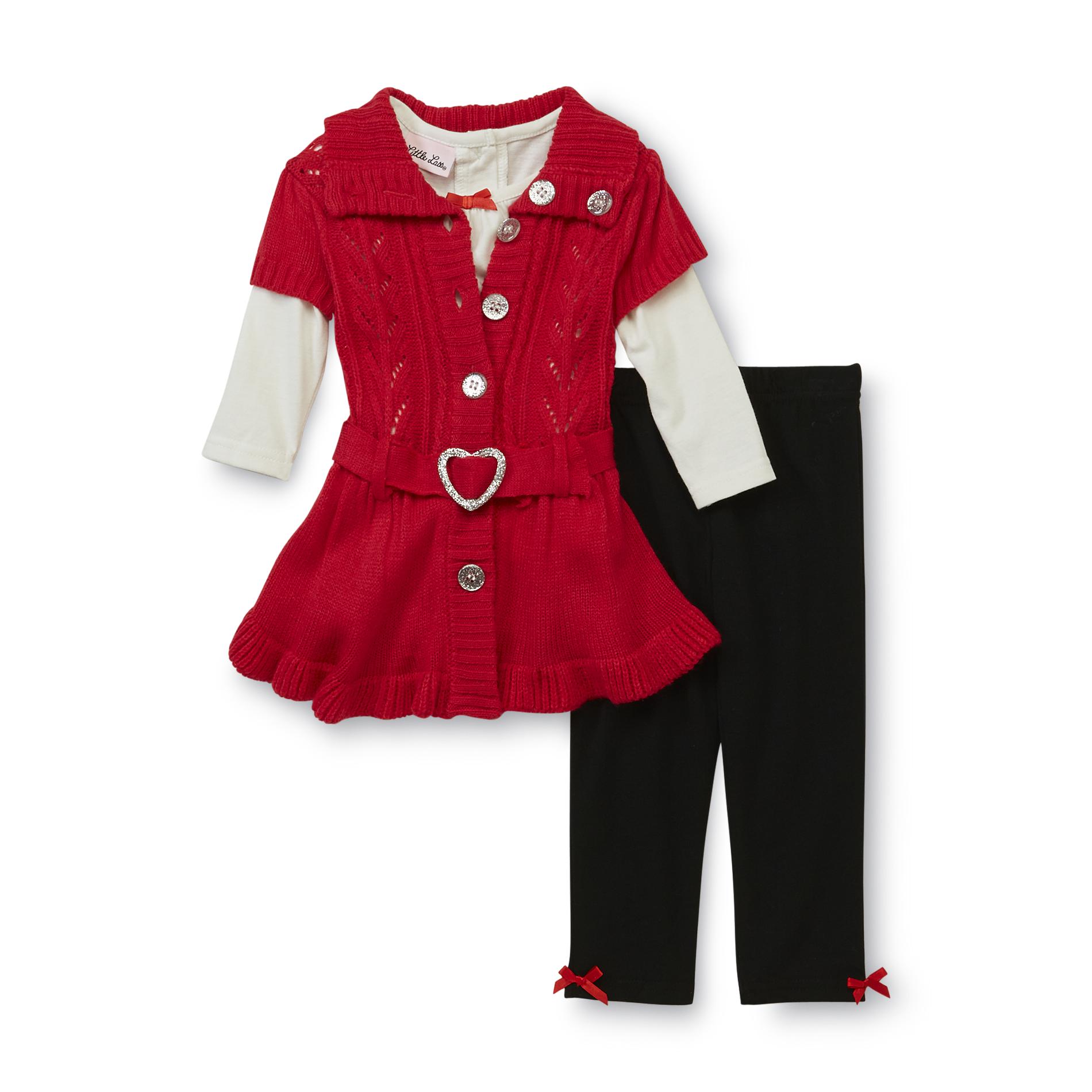 Little Lass Infant & Toddler Girl's Button-Front Sweater  Top & Leggings - Glitter