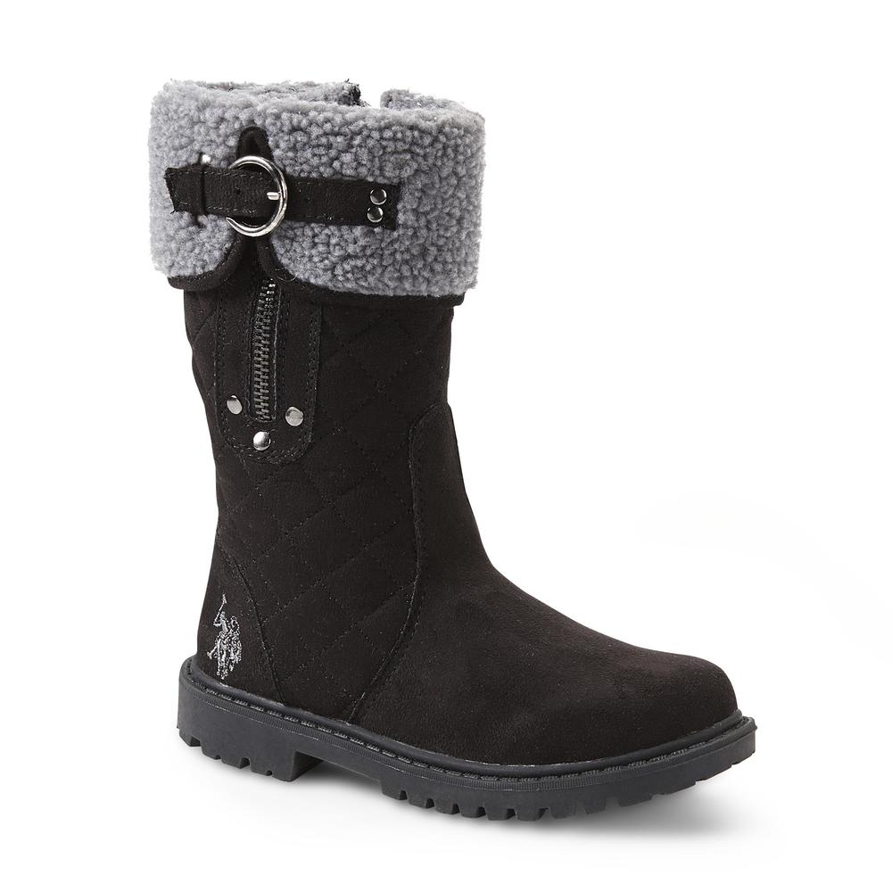 U.S. Polo Assn. Girl's Black Quilted Winter Boot