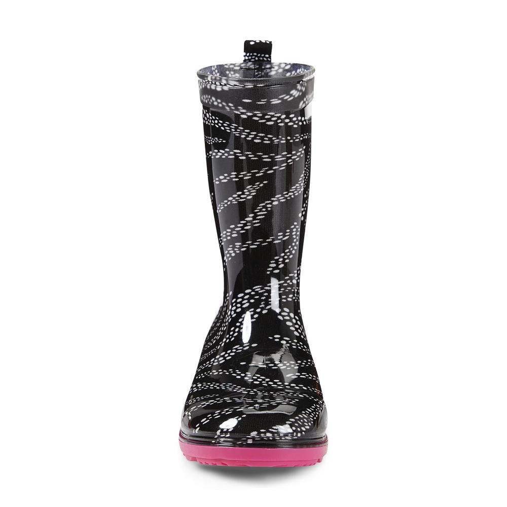 &nbsp; Girl's Diva Black/Animal Print Jelly Rain Boot