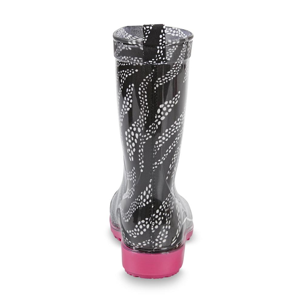 &nbsp; Girl's Diva Black/Animal Print Jelly Rain Boot