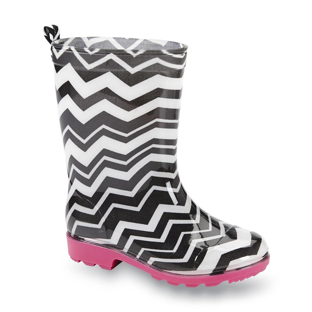 Girls Emily Black/White/Chevron Jelly Rain Boot   Clothing, Shoes
