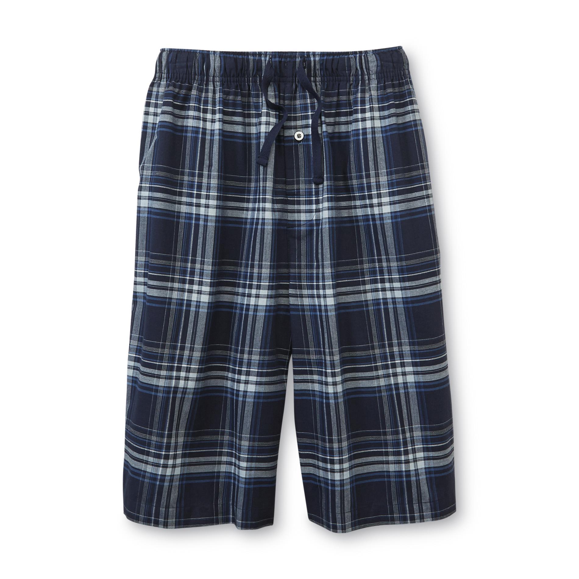 Basic Editions Men's Big & Tall Poplin Pajama Shorts - Plaid