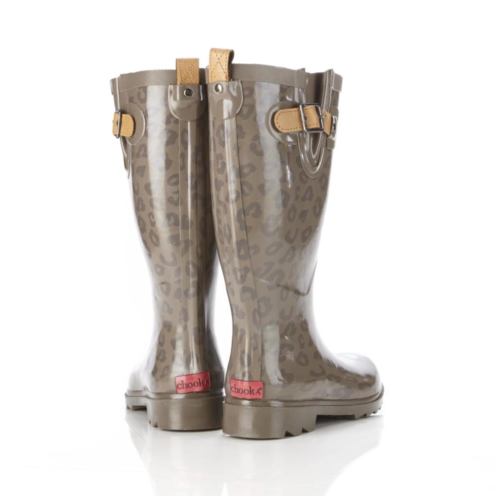 Chooka Women's 12" Brown/Leopard-Print Rain Boot