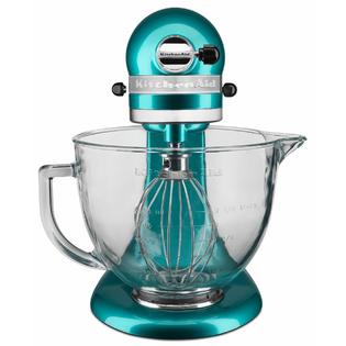 KitchenAid KSM155GBSA Artisan Design Series Sea Glass 5 Quart Stand Mixer with Glass Bowl