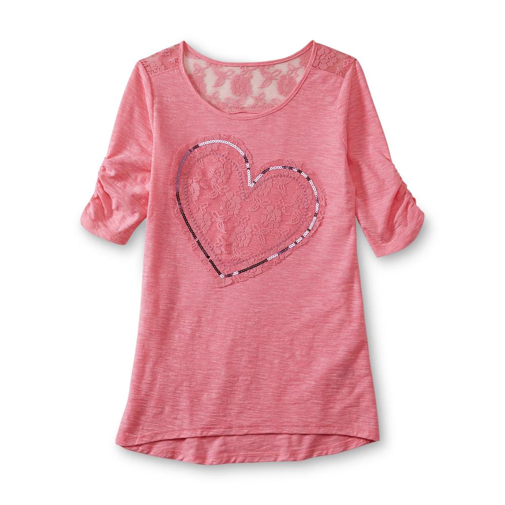 Basic Editions Girl's Slub Knit Top - Heart
