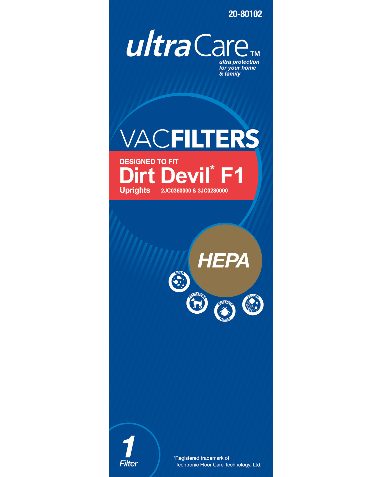 UltraCare UC65801-2 VacFilters HEPA filter for Dirt Devil&#8482; Type F1 Upright Vacuum