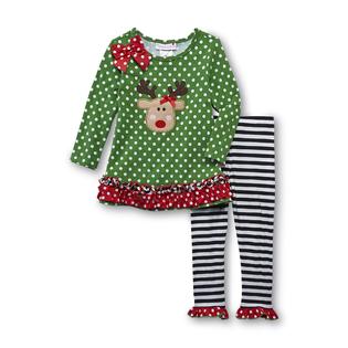 Ashley Ann Infant & Toddler Girl's Holiday Tunic & Leggings - Reindeer