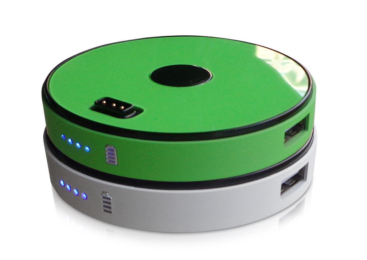 Sungale SPB0200-WG 2 Disk Round Stackable 6000 mAh Power Bank-Lime Green/White, Multi Color Sungale SPB0200-WG 2 Disk Round Stackable 6000 mAh Power Bank-Lime Green/White, Multi Color