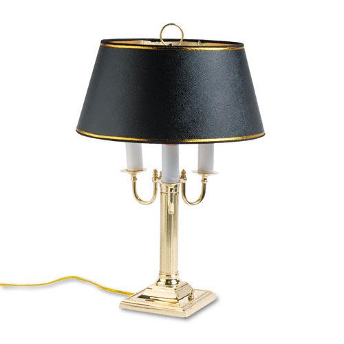 Ledu Three-Bulb Brass Candelabra Lamp, Black Shade, 23"