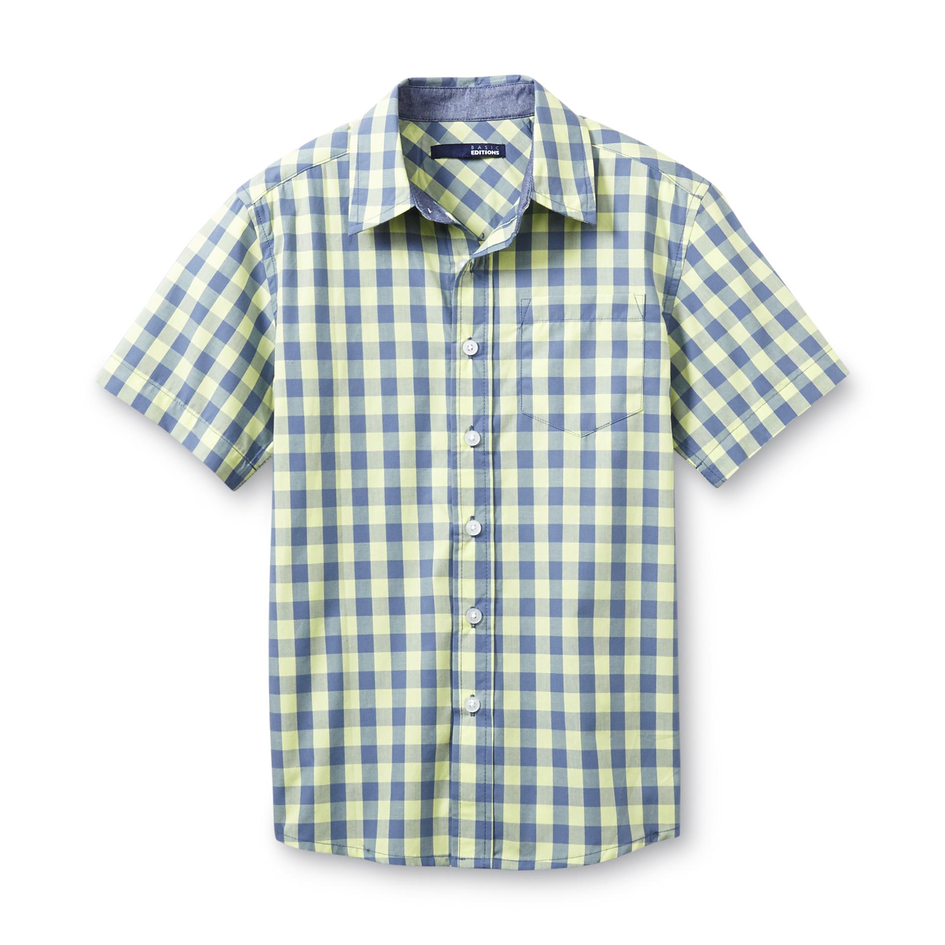 Basic Editions Boy's Button-Front Shirt - Plaid