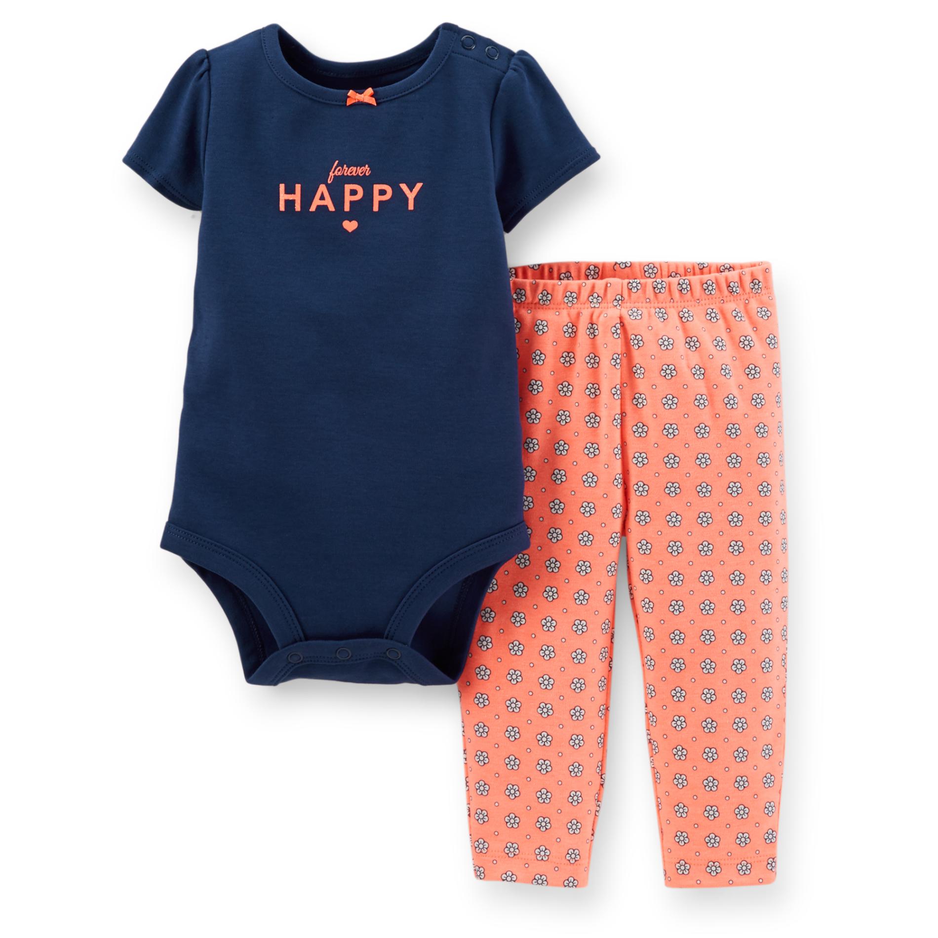 Carter's Newborn & Infant Girl's Bodysuit & Pants - Forever Happy