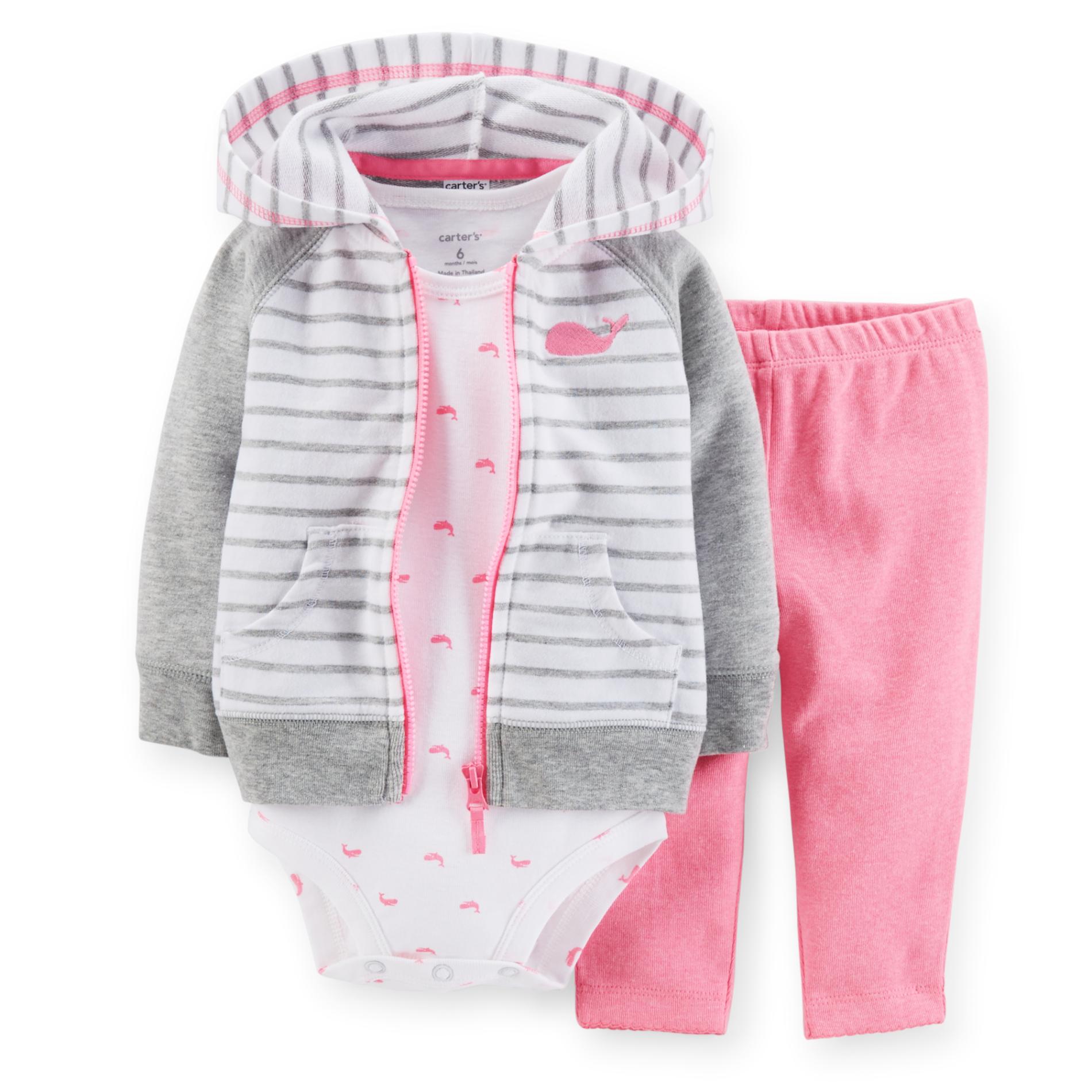 Carter's Newborn & Infant Girl's Hoodie Jacket  Bodysuit & Leggings