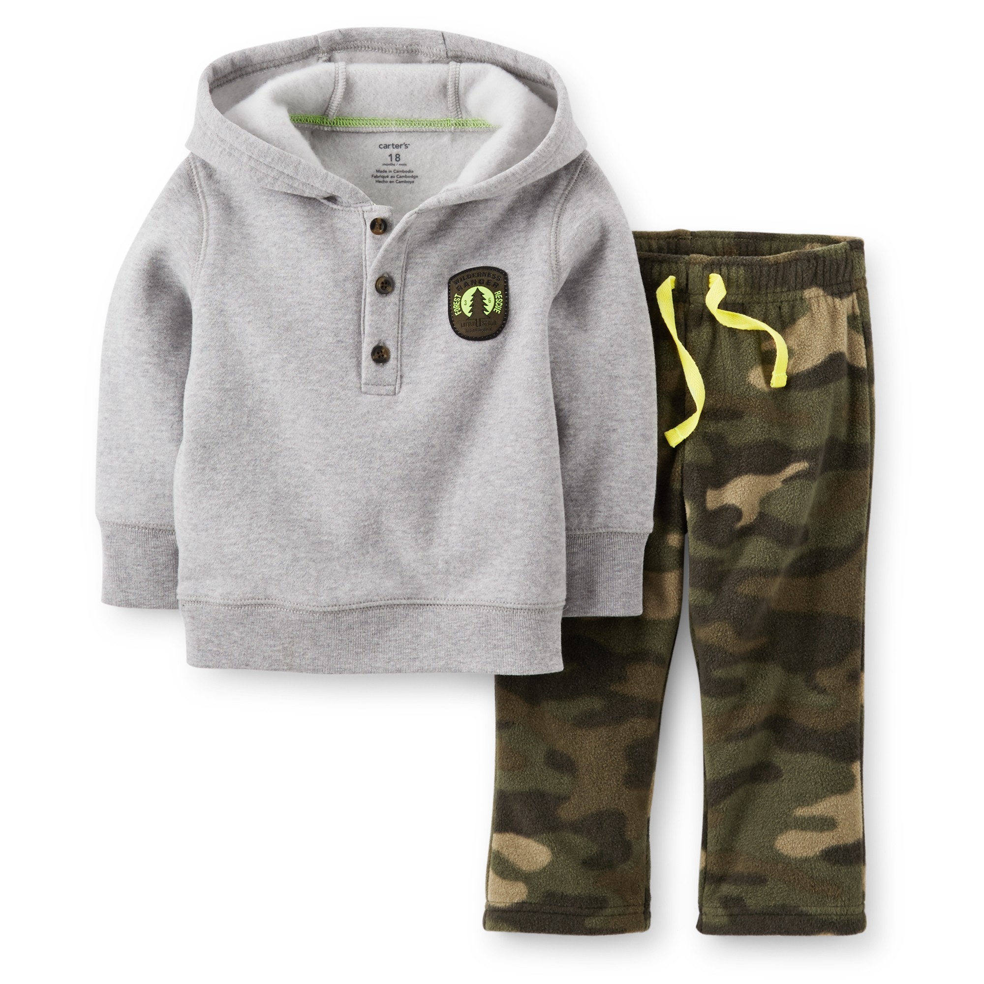 Carter's Newborn & Infant Boy's Fleece Hoodie & Pants - Camouflage