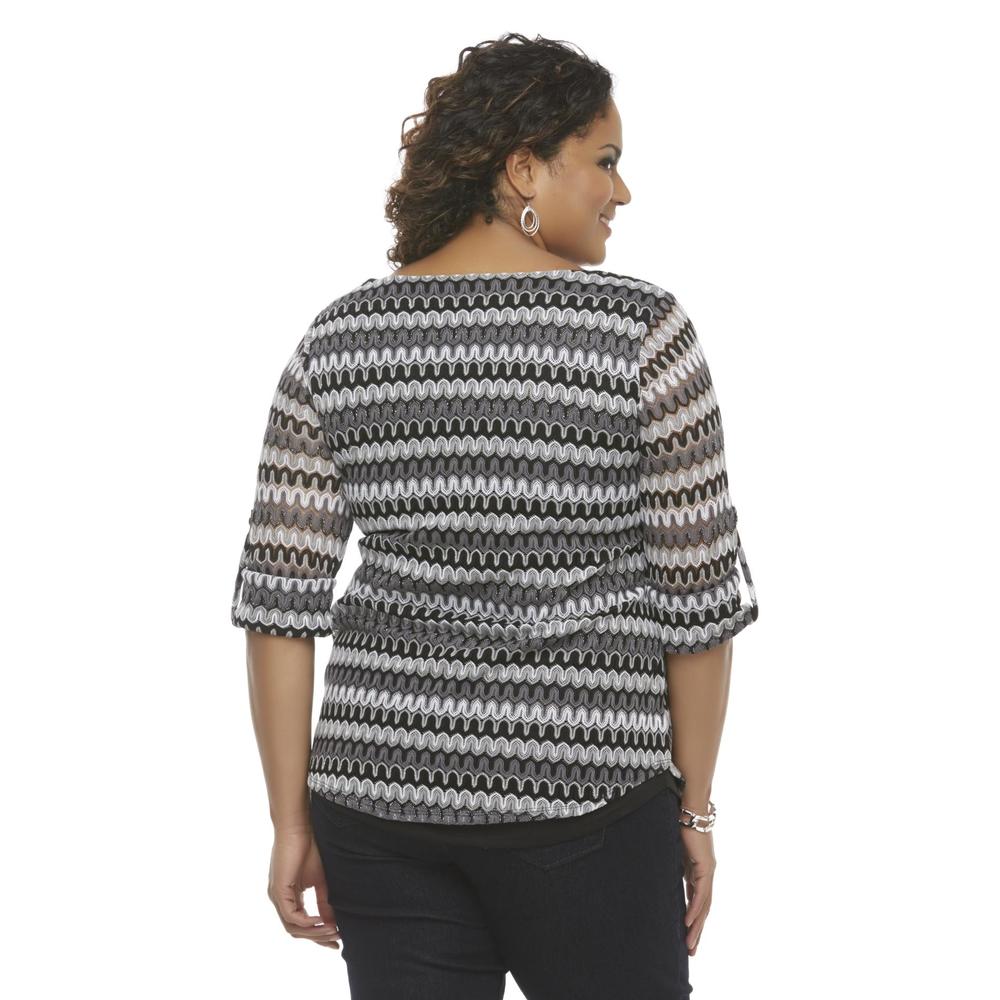 Covington Women's Plus Crocheted Top - Striped
