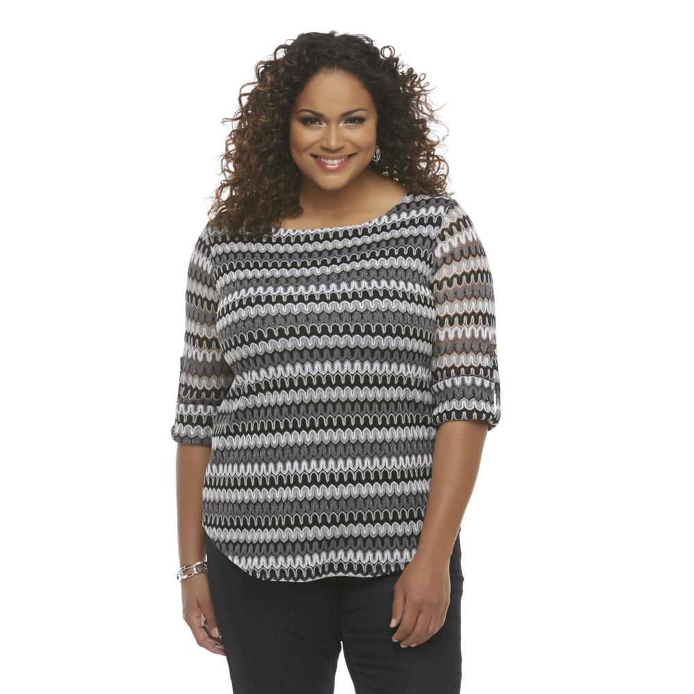 Covington Women's Plus Crocheted Top - Striped