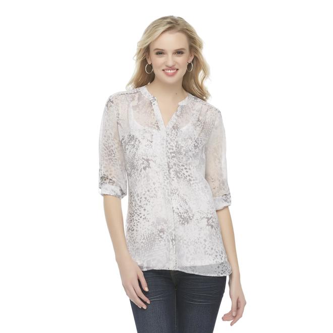 Covington Women's Sheer Blouse & Cami Snakeskin Print