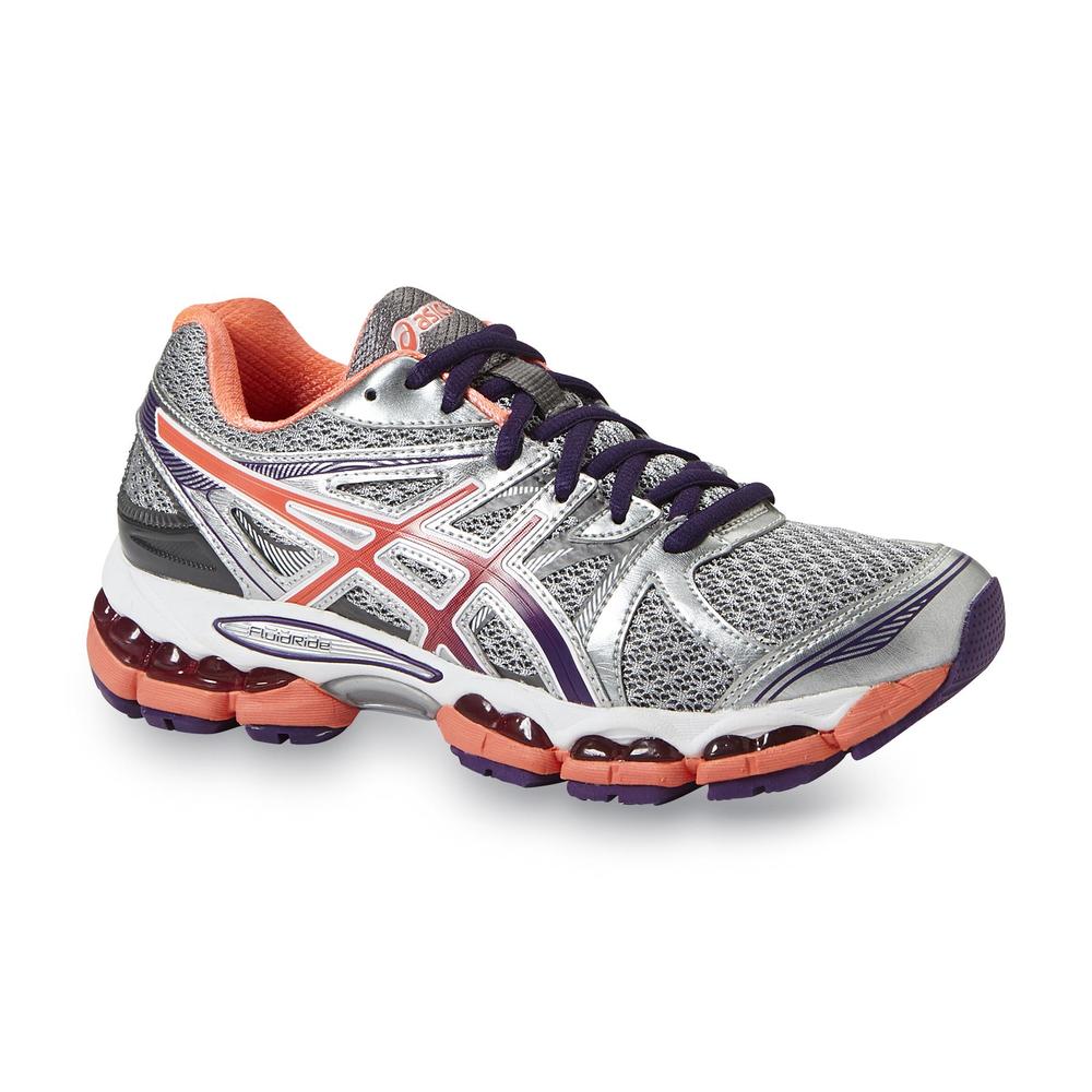 ASICS Women's Gel-Evate 2 Silver/Purple/Neon Coral Running Shoe