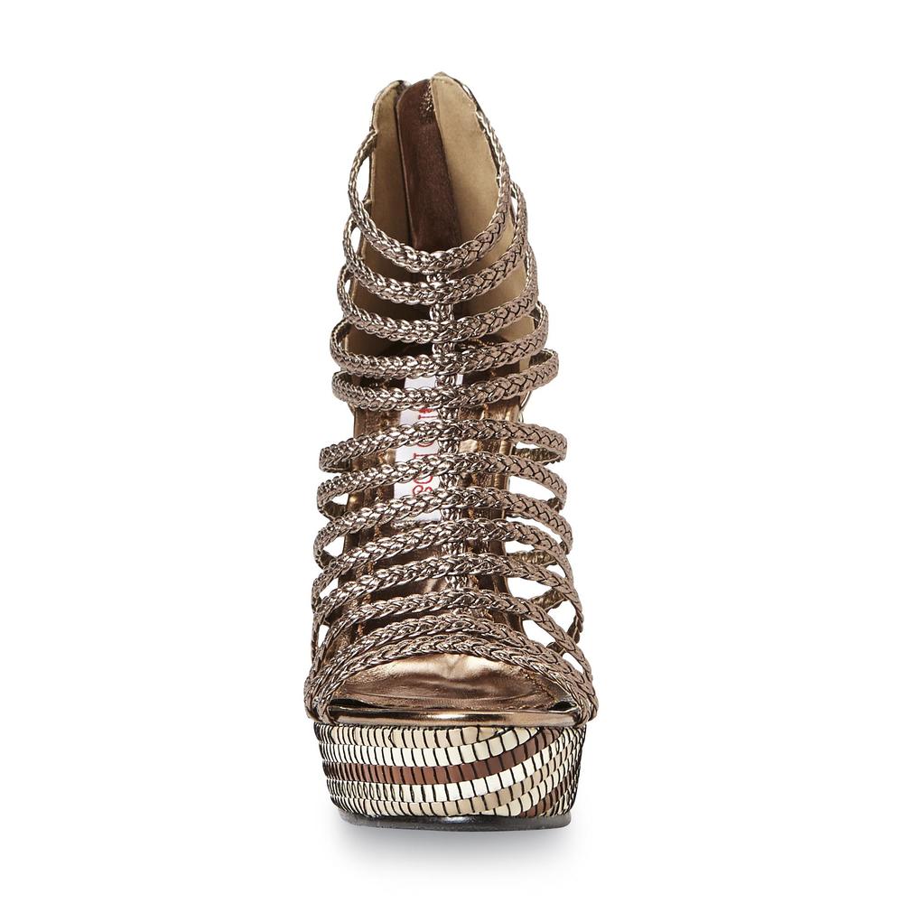 kisses Women's Windy Bronze Gladiator Platform Wedge Sandal