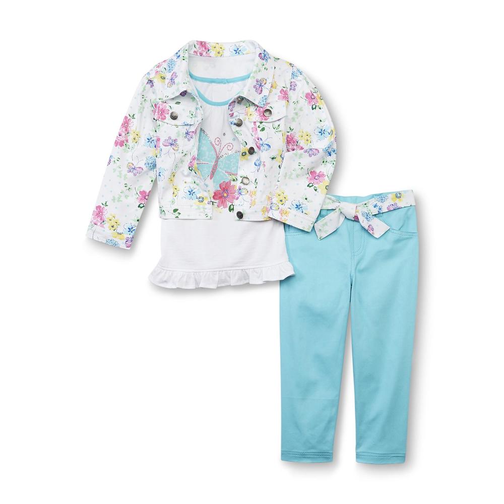 Young Hearts Infant & Toddler Girl's Jacket  Top & Jeans - Floral