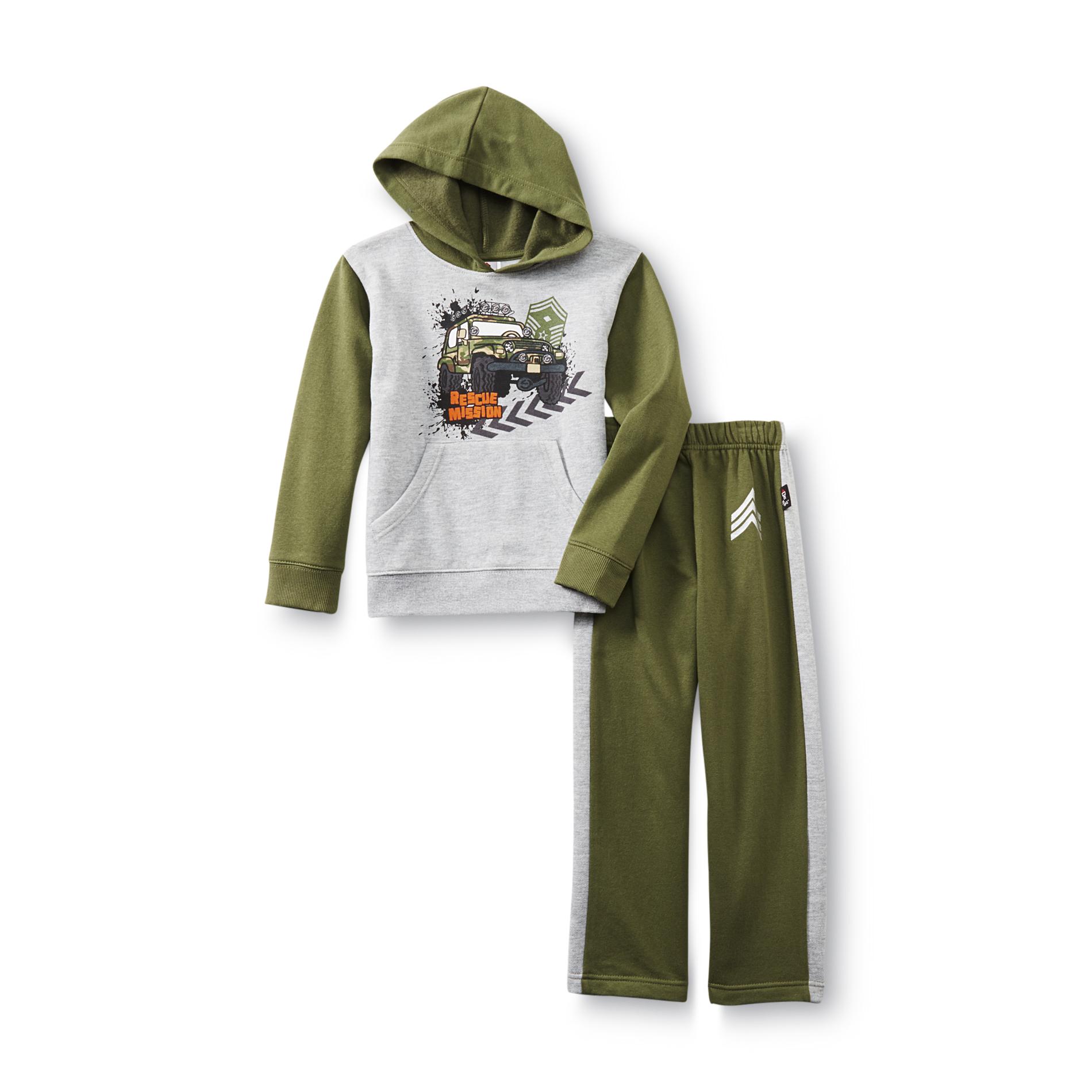 Clubhouse Collection Boy's Graphic Hoodie & Sweatpants - Army Truck