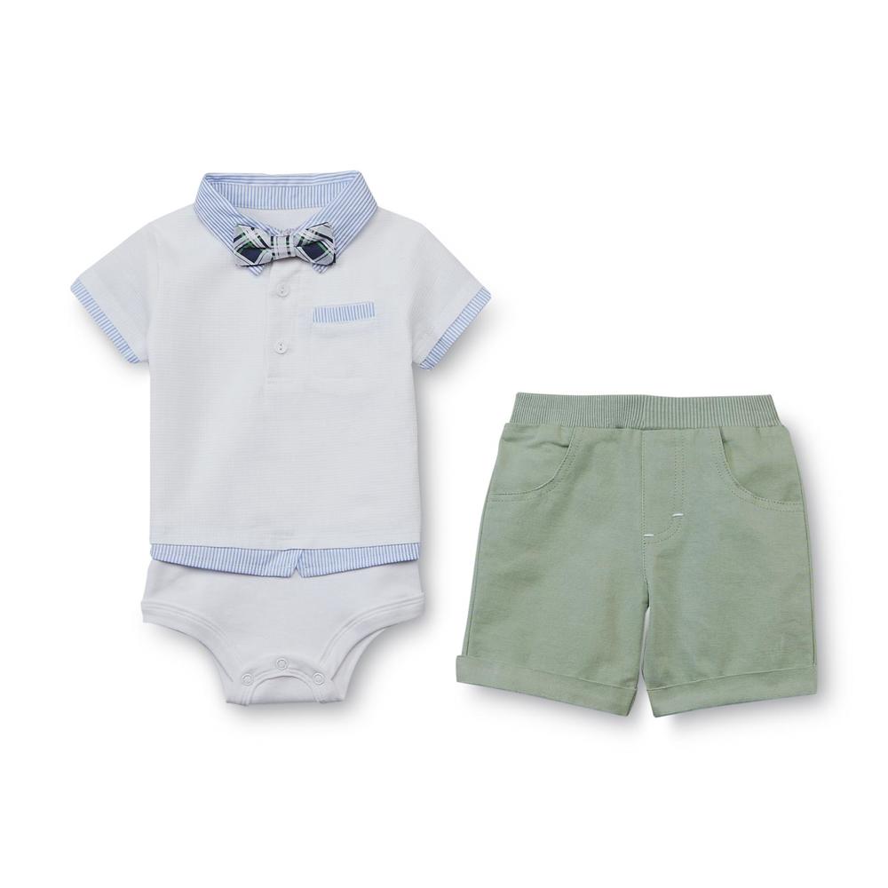 Baby Grand Signature Newborn Boy's Dress Romper  Shorts & Bow Tie