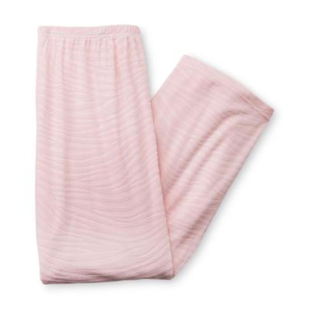 Pink K Women's Fleece Pajama Shirt & Pants - Burnout Zebra Stripe