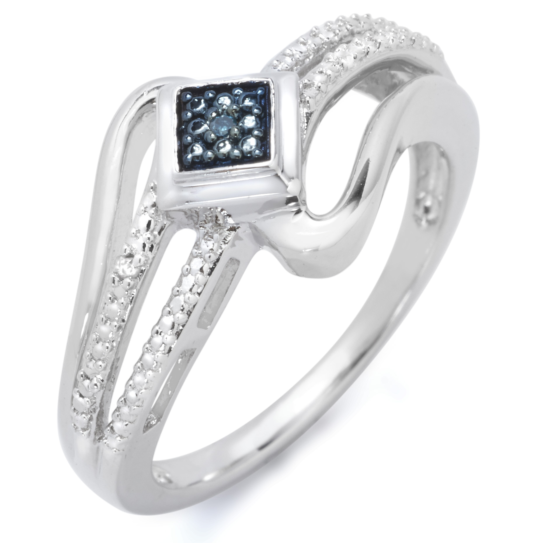 Sterling Silver Blue Diamond Accent Fashion Ring