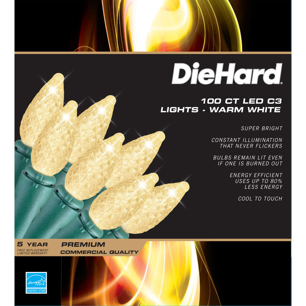 DieHard Christmas LED C3 Lights - Warm White  100 ct