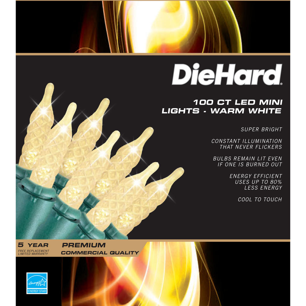 DieHard Christmas LED Mini Lights - Warm White,  2 Pack 100 ct
